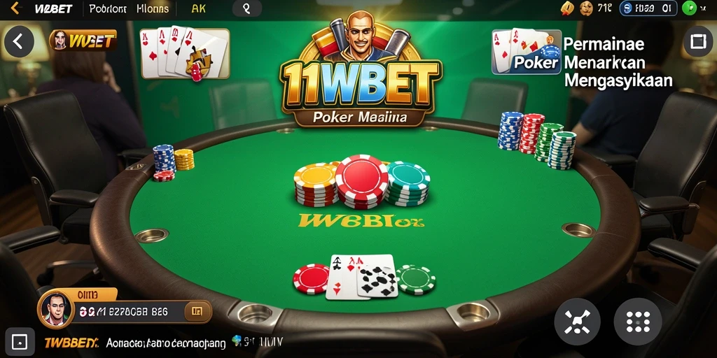 Tampilan gameplay mendebarkan dalam aplikasi Poker 11WBET.