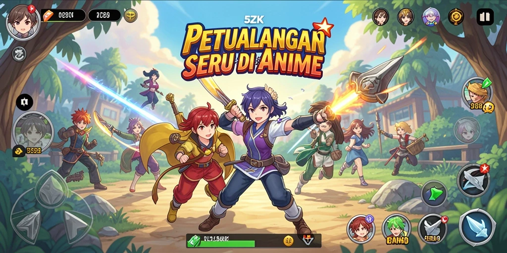 Tampilan gameplay seru di 5ZK dengan karakter Anime yang menawan.