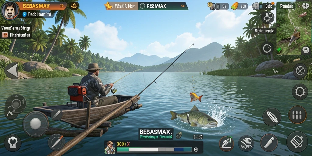 Tampilan menarik gameplay <strong>BEBASMAX</strong> dengan aksi memancing yang seru.