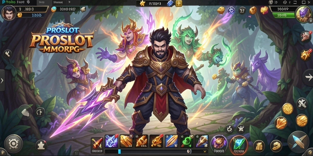 Gambar menampilkan aksi seru dalam gameplay MMORPG PROSLOT.